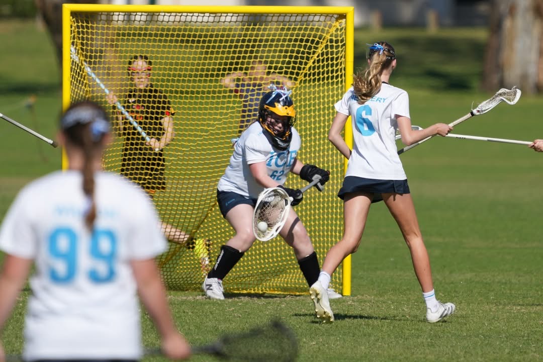 Ivy Merritt in goal for Victoria — ICE at the 2025 U15 National Tournament in Perth.