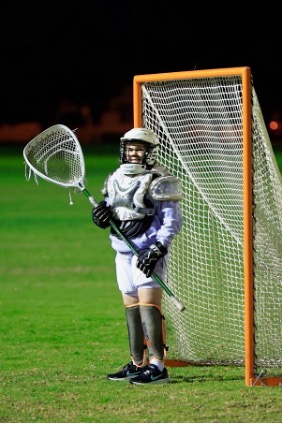 Ivy Merritt in goal during her first season as a goalie in 2023.